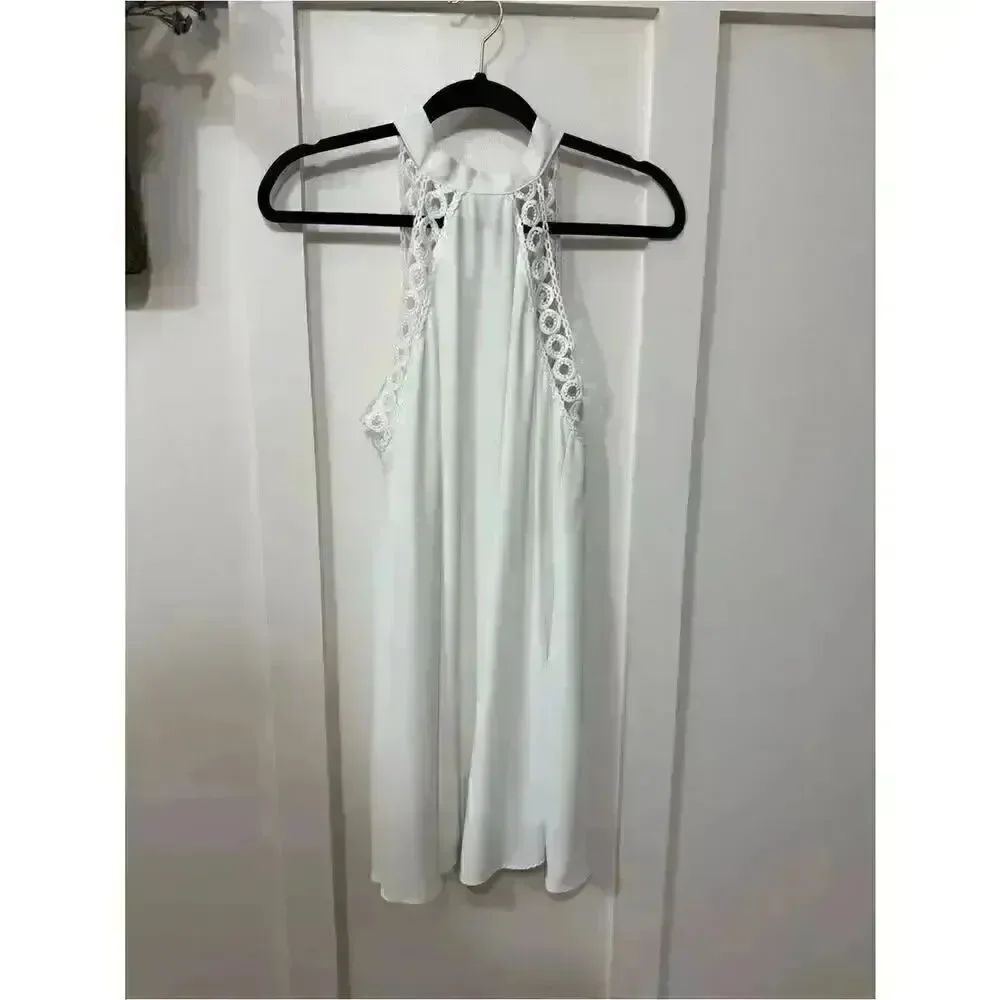 Lulu's White One-Shoulder Lace-Trim Dress